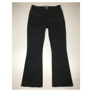 FRAME Denim Black Coated Le Crop Mini Boot Logo Hardware 5 Pocket Jeans